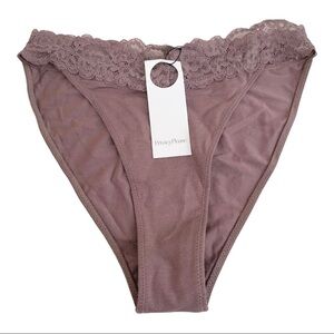 NEW Privacy Please Abigail Panties High Rise Bikini Lace Trim Peppercorn
